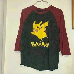 Pokemon 2016 Nintendo 3/4 Sleeve Baseball T Shirt Men’s 2XL Pikachu